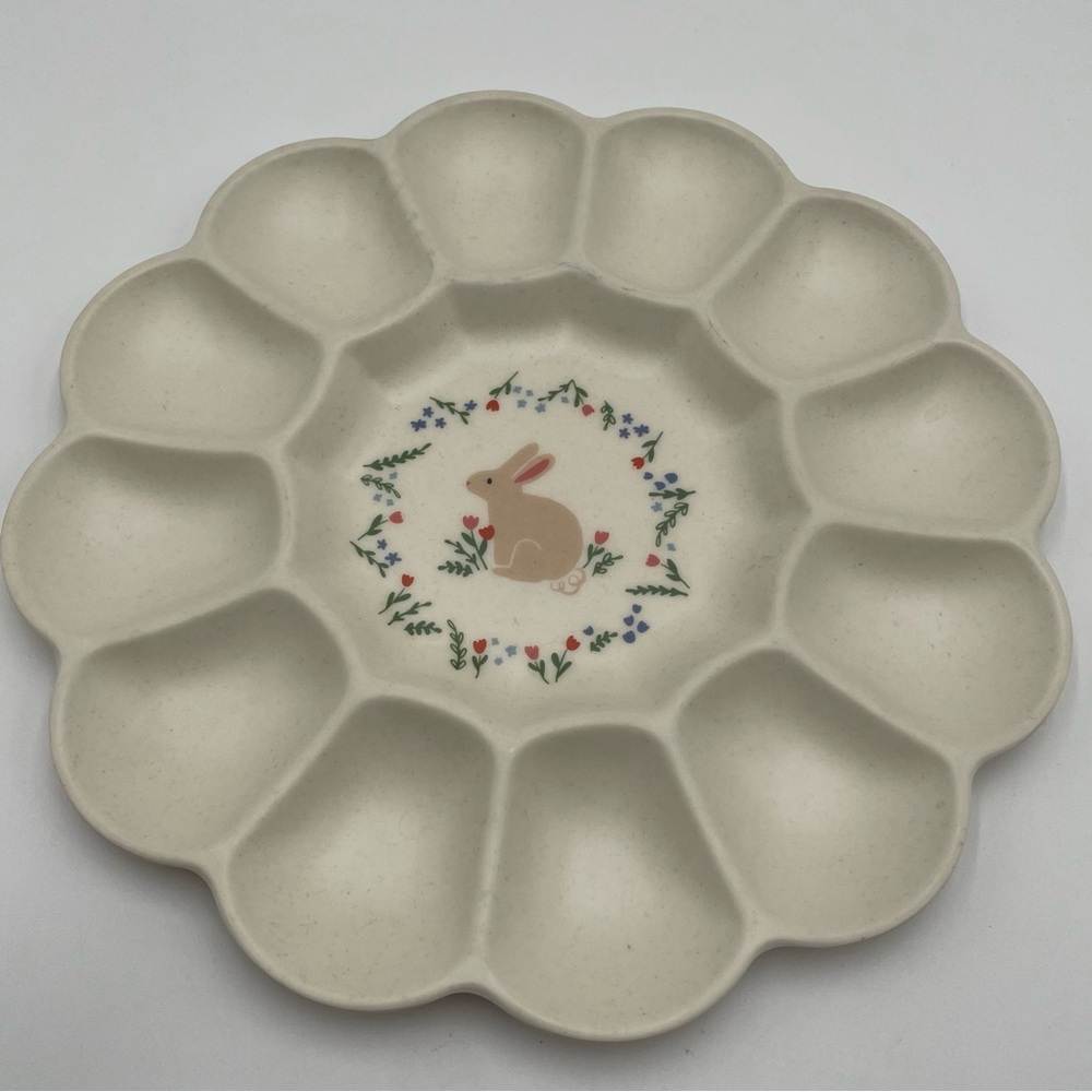 Melamine Deviled Egg Tray Easter Bunny Rabbit Holiday Serveware Platter